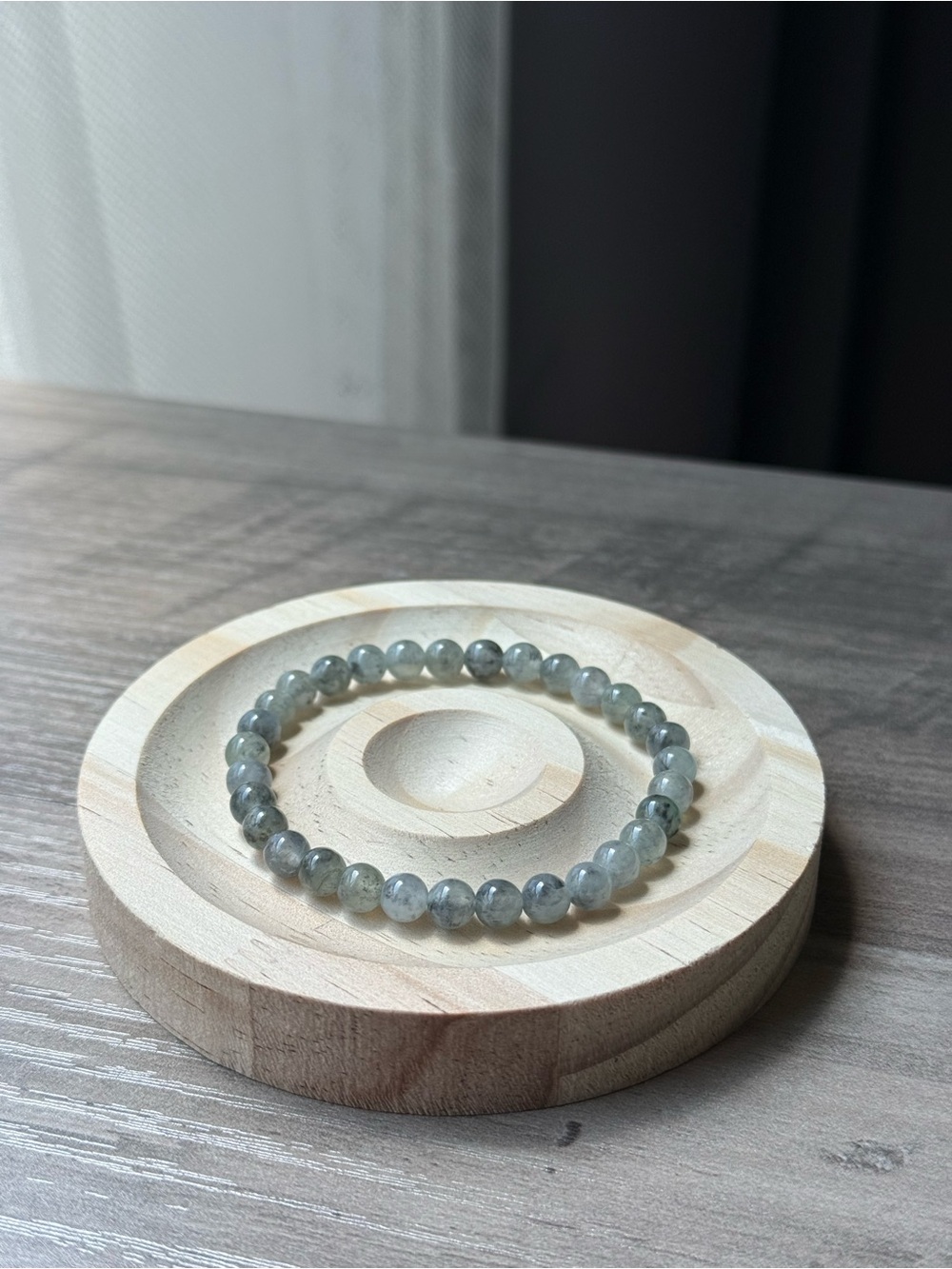 Handcrafted Icy Black Jade Bracelet 5.6mm